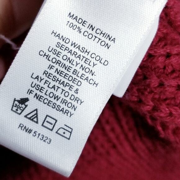 1.STATE Chevron Crewneck Sweater Berry Pink Navy 100% Cotton - Small - Picture 11 of 12